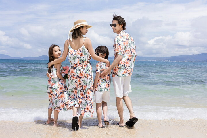 楽天市場】親子ペアルック 夏人気 花柄 総柄 アロハシャツ＋ショート 