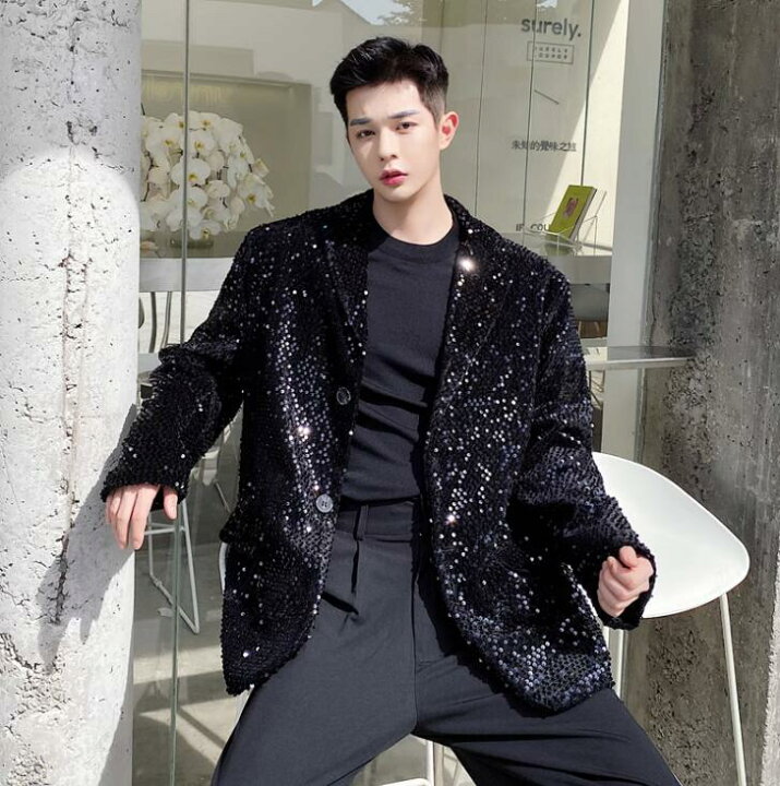 Babsully] スーツ ジャケット メンズ スパンコール ステージ衣装 光沢 キラキラ テーラードジャケット パーティー カラ Babsully] スーツ  ジャケット メンズ ステージ衣装 タキシード スパンコール キラキラ おしゃれ テーラードジャケット Babsully] スーツ ジャケット ... [Babsully] スーツ メンズ ジャケット テーラードジャケット スパンコール キラキラ ステージ衣装 光沢 パーティー カラ