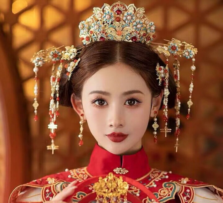 楽天市場】華やか中華髪飾り8点セット 中国古代結婚式 花嫁用 ヘッド 