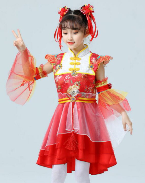 楽天市場】子供 ダンス ワンピース 女の子 中華風 ダンス衣装 改良 