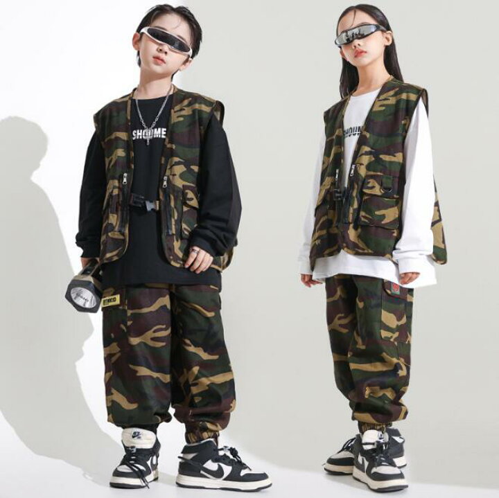 楽天市場】子供 ヒップホップ ストリートダンス 衣装 迷彩 ベスト  