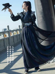 暗黒系 漢服 メンズ クール系 中華衣装 華流 コスプレ衣装 ロングベスト付き3点セット マント付き4点セット おしゃれ 中国古代服装 侠客 将軍 仮装 変装 中華 舞台衣装 ステージ衣装 華やか