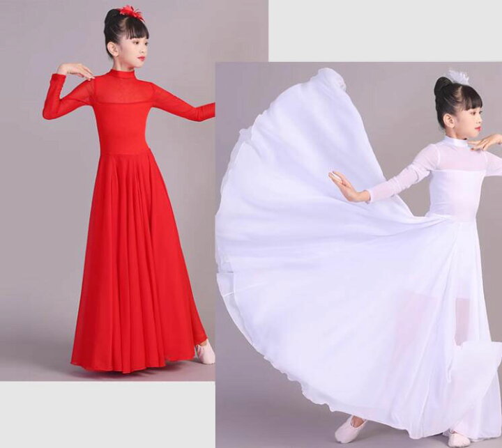 楽天市場】子供 ダンス ワンピース 社交ダンス ドレス 長袖 ハイネック 