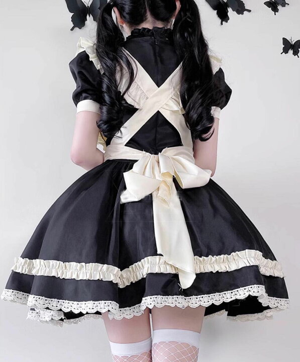 楽天市場】メイド服 5点セット レディース 大人 コスプレ衣装 半袖 膝 