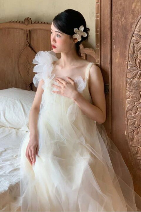 楽天市場】花びら ロング マキシ丈 ウェディングドレス 森ガール系 