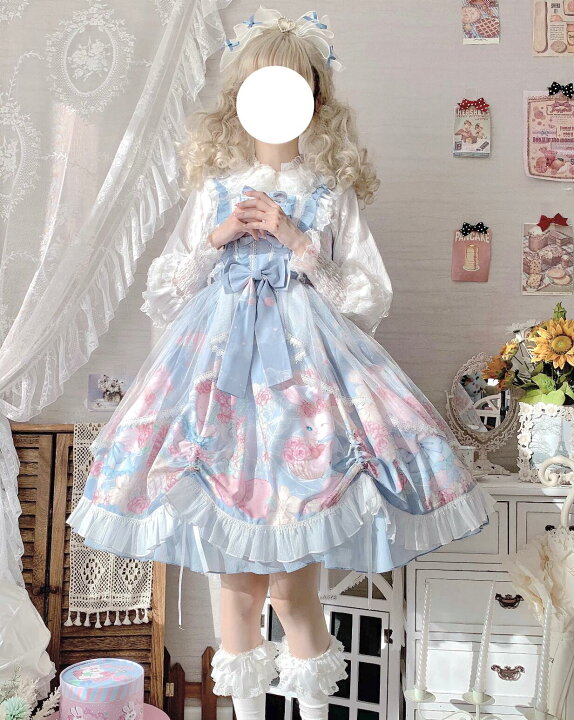 楽天市場】ロリータ ワンピース ジャンパースカート かわいい 膝丈  