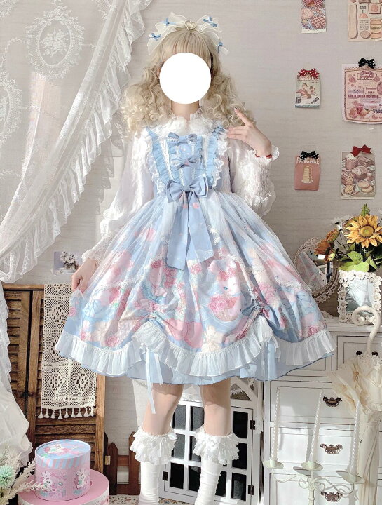 楽天市場】ロリータ ワンピース ジャンパースカート かわいい 膝丈  