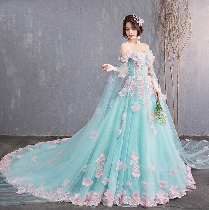 楽天市場】カラードレス ロング丈 マキシ丈 カラー ウエディングドレス  