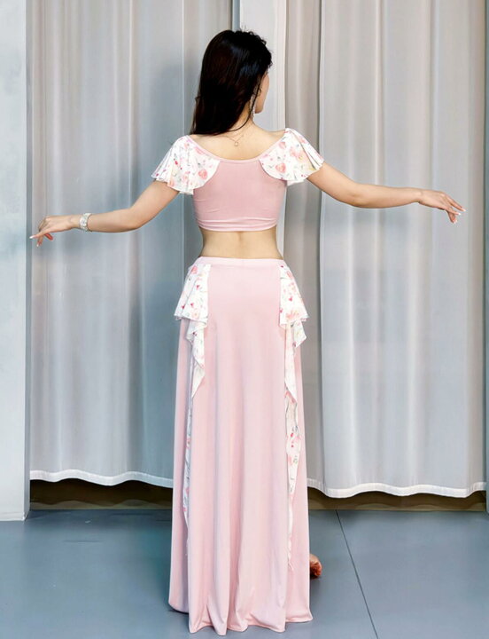 楽天市場】ベリーダンス 衣装 上下2点セット 大人 ピンク 花柄 Belly 