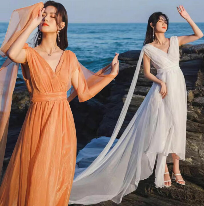 楽天市場】ロング丈 マキシ丈 ワンピース ボヘミア シフォン フレア  