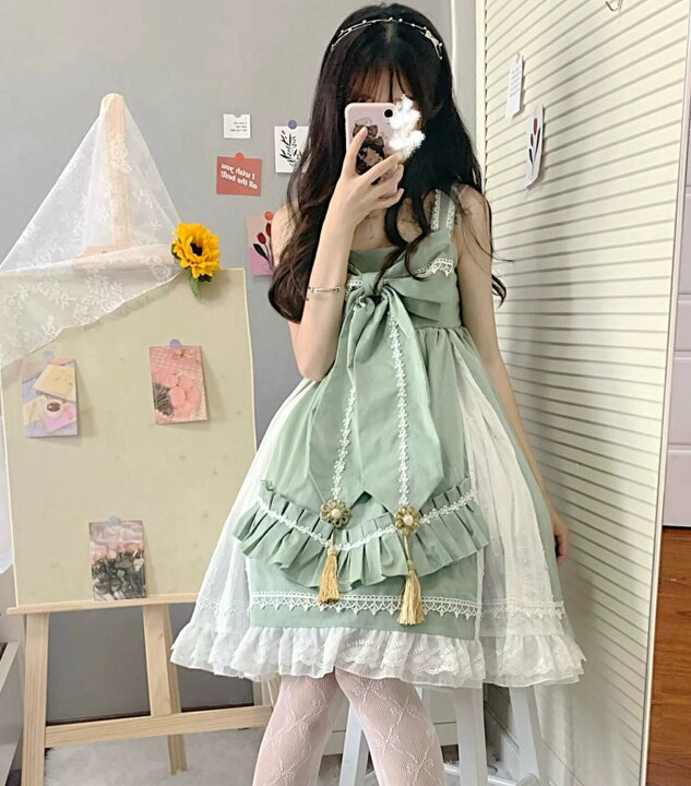 楽天市場】ロリータ ワンピース ジャンパースカート ブラウス付き2点 