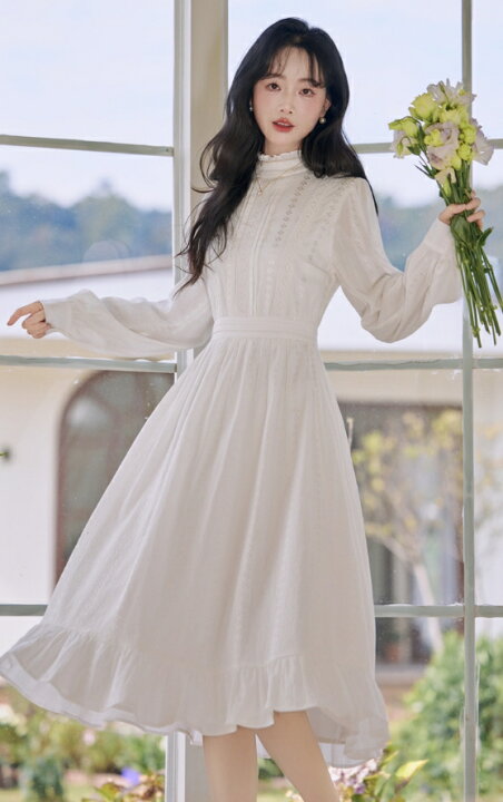 楽天市場】長袖 ワンピース ロング丈 ミモレ丈 春秋向け ワンピース お 