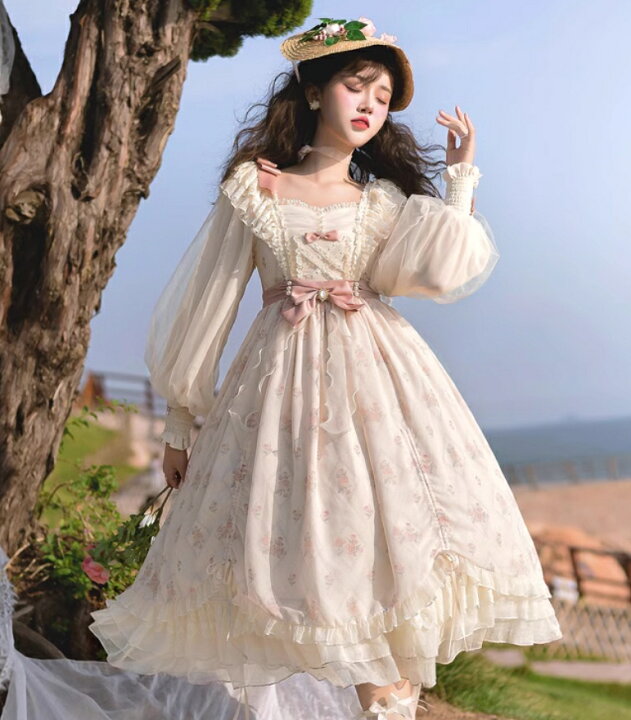 楽天市場】ロリータ ワンピース ゴスロリ＆ロリータ服 長袖 ミモレ丈 