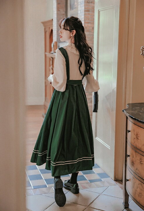 楽天市場】シャツワンピース ロング レトロ ワンピース 長袖 重ね着  