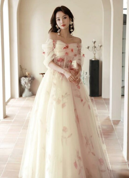 楽天市場】パーティードレス ロング丈 マキシ丈 カラードレス ふわふわ  