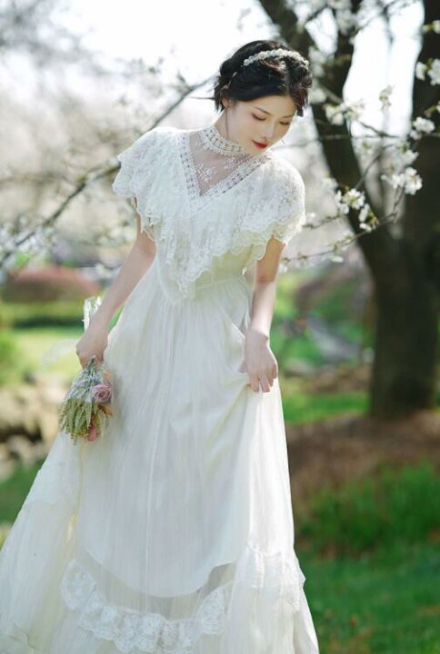 楽天市場】お姫様 レースのフリル いっぱい ワンピース 半袖 レトロ調 
