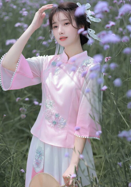 楽天市場】レディース 中華服 七分袖 綿麻シャツ リネン ナチュラル 
