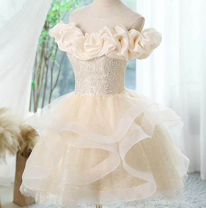 楽天市場】ミニドレス 膝丈 パーティー ドレス カラー ドレス ベージュ  