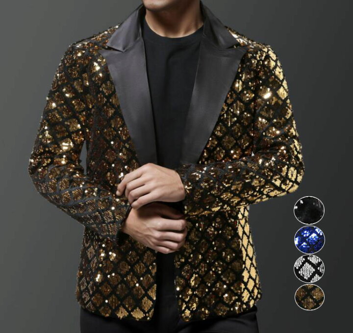 楽天市場】スパンコール スーツ ジャケット メンズ 新作 きらきら  