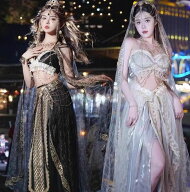 中華風アラビアン衣装 4点セット 大人 レディース 中華古典 アラジン 敦煌 飛天 コスチューム 中国古代 …