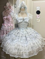 ジャンパースカート レディース ミドル丈 お姫様 ボリューム ジャンパースカート ティアードスカート レ…