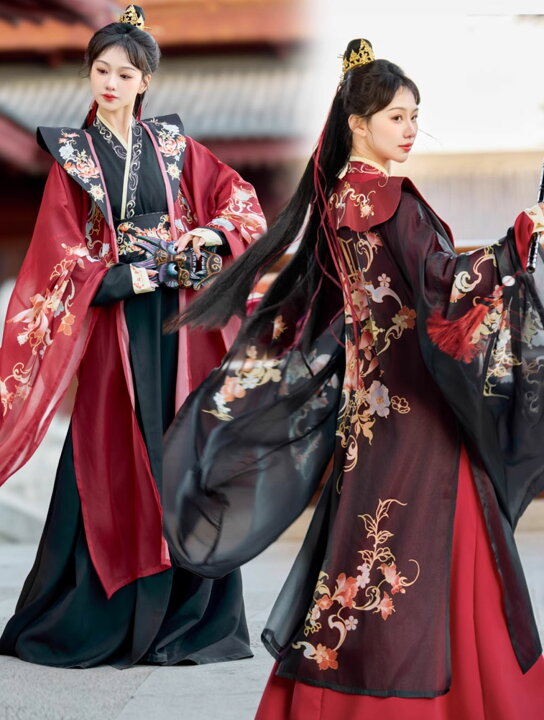 楽天市場】華やか漢服 振り袖羽織付き 3点セット 花プリント 中国古代 