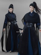 暗色系 漢服 大人 男女兼用 侠客風 チャイナ服 中華古代コスプレ衣装 メンズ レディース 中国古代服装 黒…