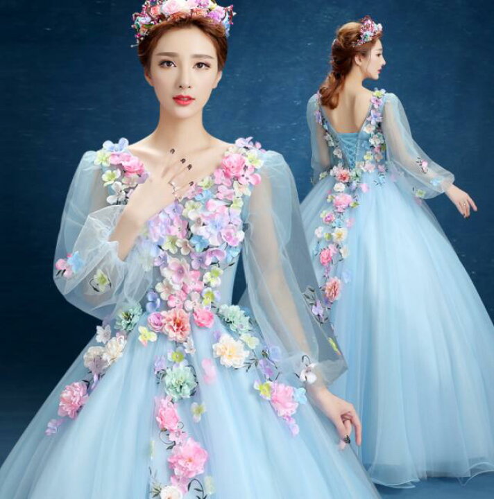 楽天市場】花びら可愛いロングパーティードレス 豪華なロング  