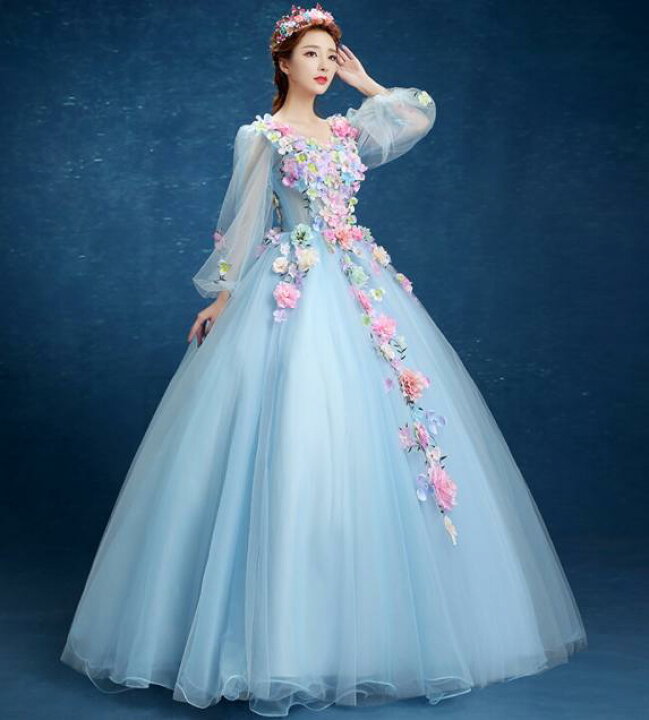 楽天市場】花びら可愛いロングパーティードレス 豪華なロング  