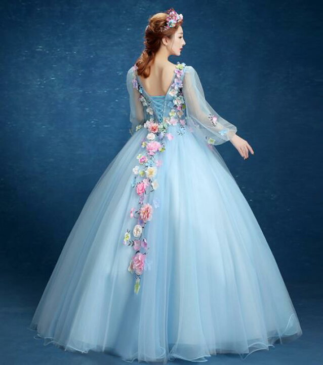 楽天市場】花びら可愛いロングパーティードレス 豪華なロング  