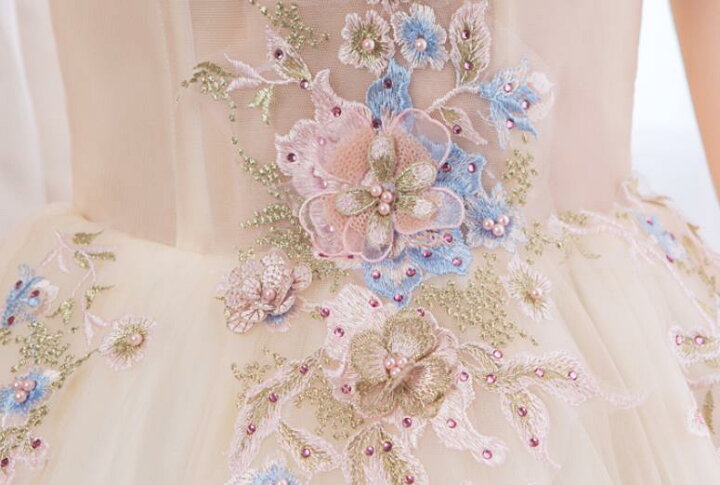 楽天市場】ドレス三点セット！シャンパン色ロングウェディングドレス  