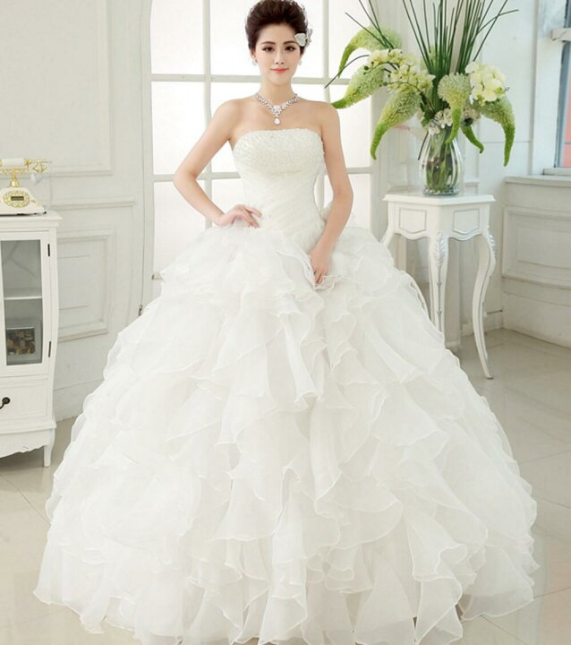 楽天市場】ロングウェディングドレス/超豪華なエンパイアドレス/結婚式 