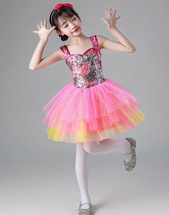 楽天市場】キッズドレス ダンス衣装 女の子 チュチュ スパンコール 