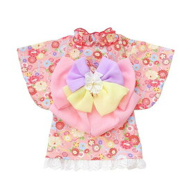 【10％OFF クーポン配布中】和装 犬服 浴衣 猫 ゆかた キャンナナ 3色シフォン帯の花柄ゆかた SS-Lサイズ ユカタ 和柄 フラワー ブランド 夏 着物 日本製 犬 服 女の子 ひな祭り 新春 七五三