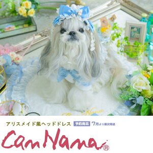 春 夏 新作 犬 アクセ CanNana 【きゃんナナ】アリスメイド風ヘッドドレス 7月より順次発送 ブルー ヘアリボン 髪飾り アクセ カチューシャ 春新作【クーポン配布中】