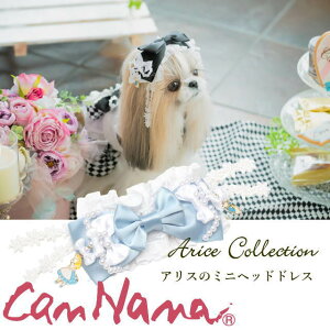 きゃんナナ 犬 アクセ ハロウィン CanNana 【きゃんナナ】不思議の国のアリス ミニヘッドドレス ブラック ブルー ヘアリボン 髪飾り アクセ メール便対応 ハロウィーン arice ありす カチュ