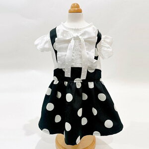 【ルルド?ル】モノトーンの水玉ワンピース 3S,SSサイズ  超小型犬 小型犬 犬服