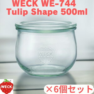 WECK LjX^[ KXLjX^[ ۑe ۑr (Tulip Shape 500ml WE-744 6Zbg) KXr ۂ݂̂tH킢炵`[bv@iKX̃t^tj