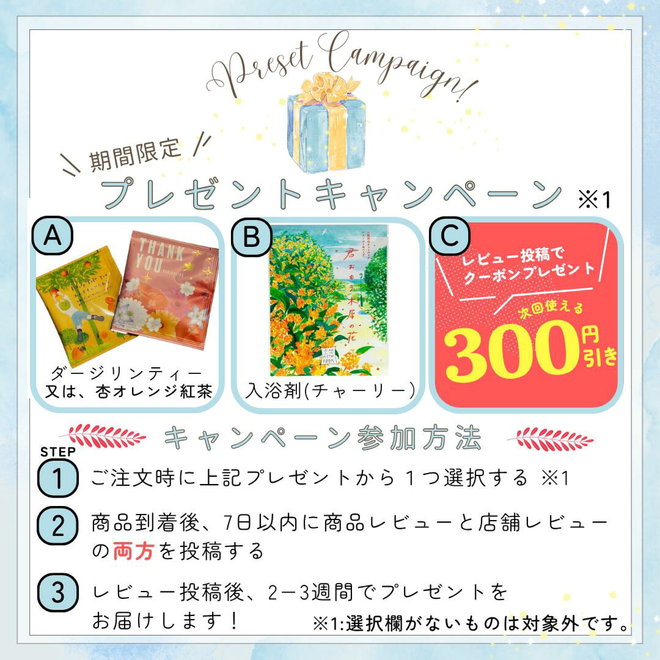 期間限定レビュープレゼントキャンペーン