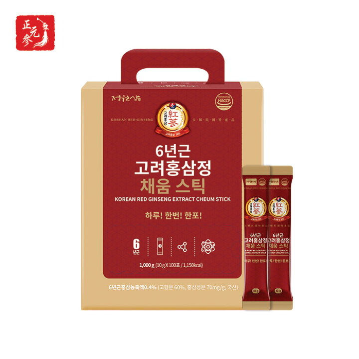 楽天市場】送料無料 6年根高麗紅参精充填スティック100包 韓国紅参 