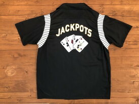 【GANGSTERVILLE】ギャングスタービル JACKPOTS - S/S BOWLING SHIRTS (BLACK) オープンカラー ボーリング 半袖シャツ