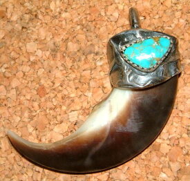 【WHEEL WORKS ホイールワークス】 シルバー950製 トライバル キャスト 高級 【ローンマウンテン ターコイズ】付き ベアクロー ポーラーベア 北極熊 ホッキョクグマ 白熊の爪 ペンダント トップ Lone Mountain Turquoise ベアクロウ FUNNY ファニー グリズリー シロクマ