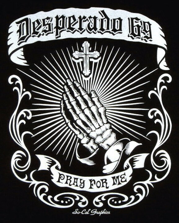 楽天市場 Desperado 69 デスペラード69 ヘビーオンス コットン生地 メキシカン チカーノ柄 半袖 Tシャツ Pray Hand Skull プレイハンド スカル Black Charcoal ホットロッド バイカー ローライダー 祈り手 プレイングハンド 聖母マリア ブラック 黒 チャコール