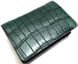 限定生産 【DOLCE VITA ドルチェヴィータ】 高級 ポロサス クロコダイル 入江ワニ 皮革製 セミロング ウォレット (グリーン×ブラウン) 緑 茶 ミディアム ミドル 長財布 二つ折り財布 バイカーズ 本革 スモールクロコダイル ワニ革 ライダース レザー製 FUNNY ファニー KC's