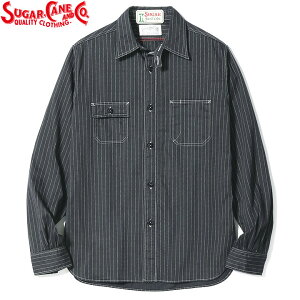 No.SC29585 SUGAR CANE �V���K�[�P�[��FICTION ROMANCE8.5oz. BLACK WABASH STRIPE WORK SHIRT
