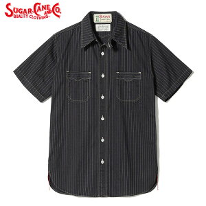 No.SC39702 SUGAR CANE�V���K�[�P�[��FICTION ROMANCE8.5oz. BLACK WABASH STRIPE WORK SHIRT