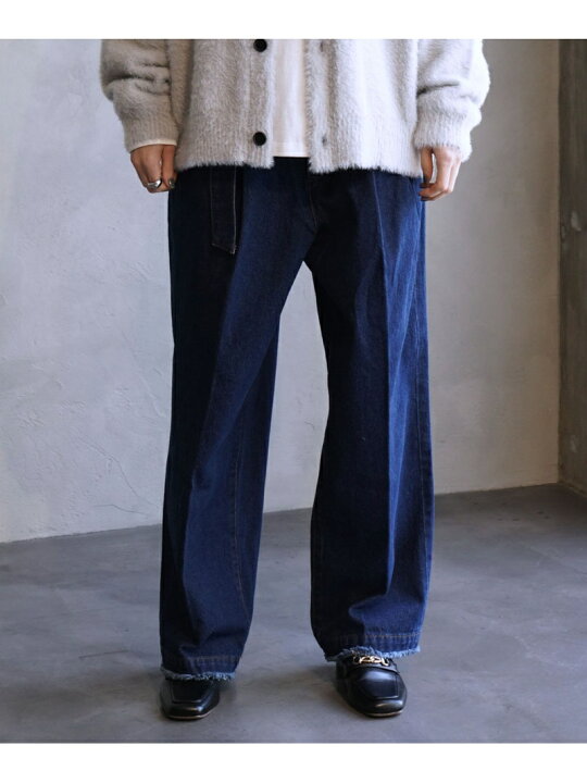 楽天市場】【SALE／70%OFF】フリンジデニムワイドテーパードパンツ 
