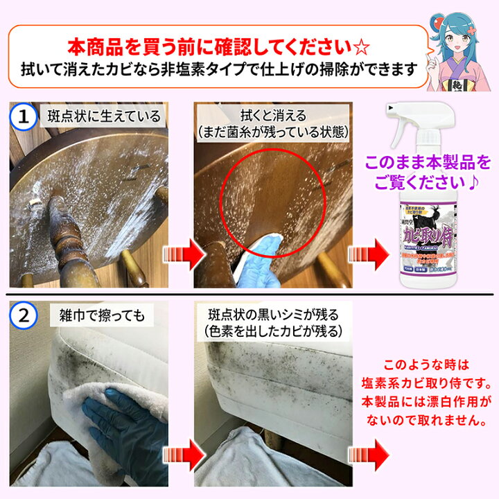 楽天市場】カビ カビ取り 粉カビ用 カビ取り侍 液スプレー 500g 非塩素  