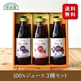 順造選 100％ ジュース 3種 ギフトセット 500ml×3本 クランベリー100％ ブルーベリー100％ カシス100％ 送料無料 詰め合わせ クランベリー ブルーベリー カシス ジュースギフト