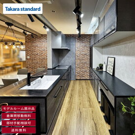 【モデルルーム展示品】【奈良】 送料無料 W2585 ハーフアイランド型 システムキッチン カップボード タカラスタンダード ホーロー製 水栓 レンジフード IHコンロ 食洗機付き リフォーム AXE1.2